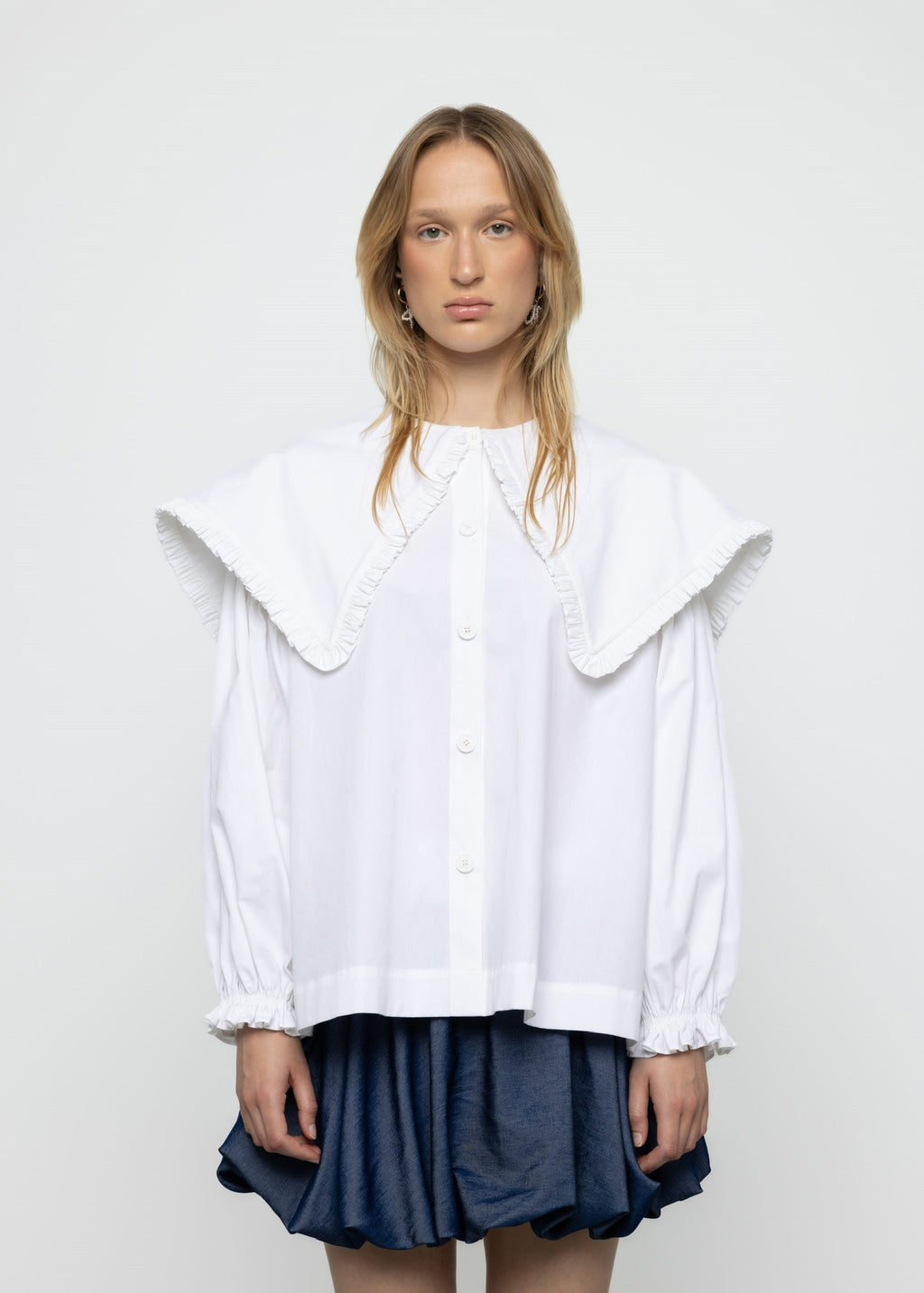 Esthé Ruffle Trim Oversized Sailor Shirt
