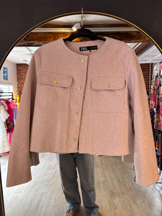 Zara Pink Jacket with Gold Buttons