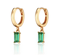 Scream Pretty Green Baguette Charm Hoop Earrings - 18k Gold Plated Sterling Silver