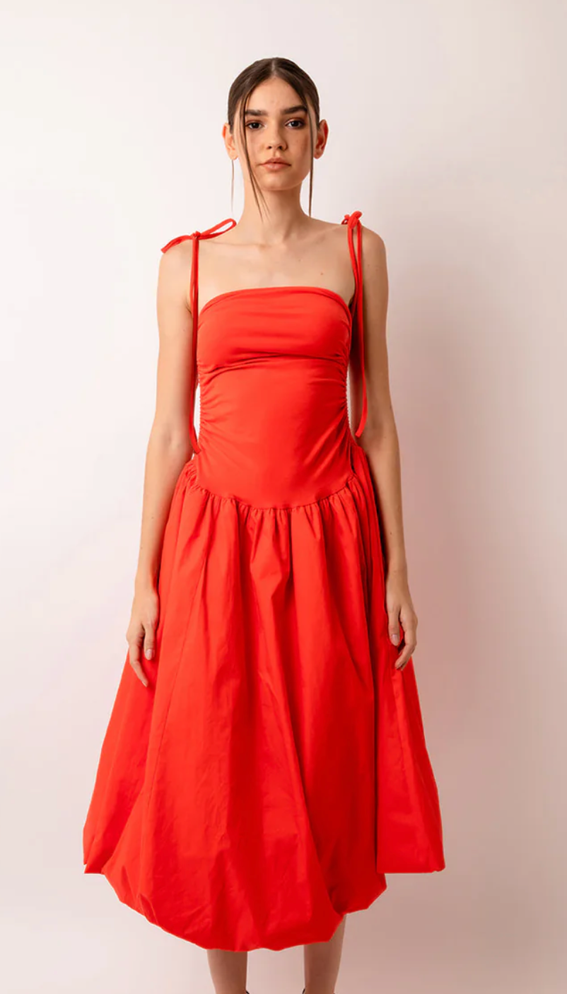 knee length dresses for ladies Rent Amy Lynn Alexa Puffball Dress in Tiger Orange – Neon Leo