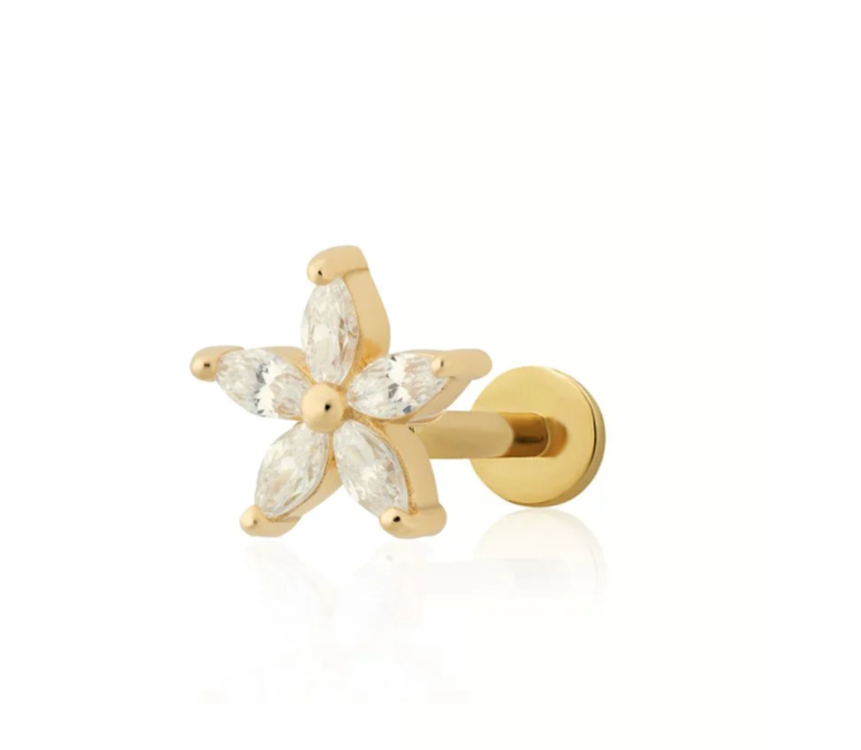 Scream Pretty Boucle d'oreille unique plate TINY FLEUR ÉTINCELANTE