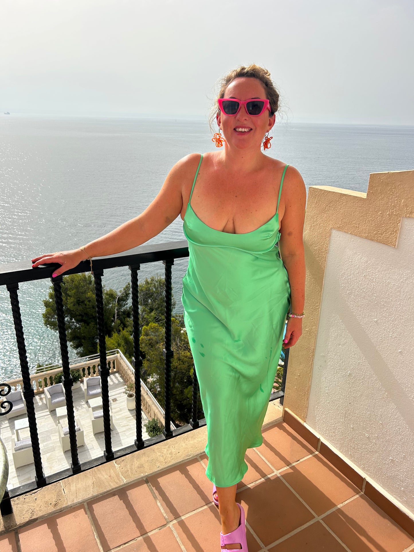 Zara Green Satin Dress Preloved