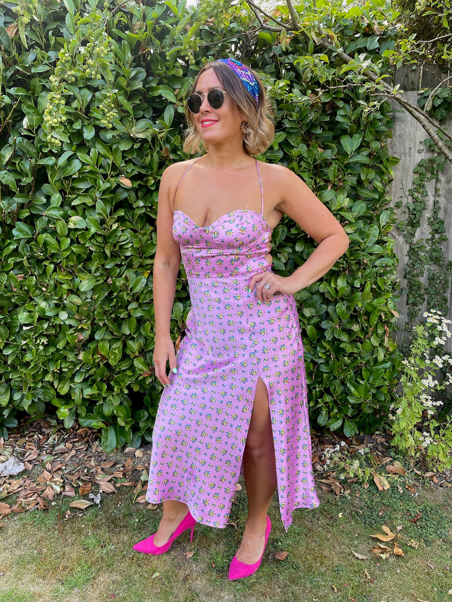 Zara Lilac Satin Floral Summer Dress – Neon Leo