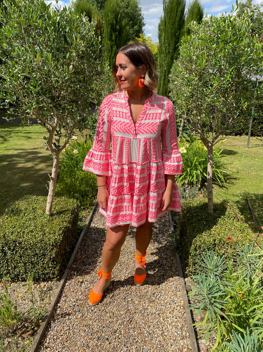 Devotion Twins Ella Dress in Neon Pink